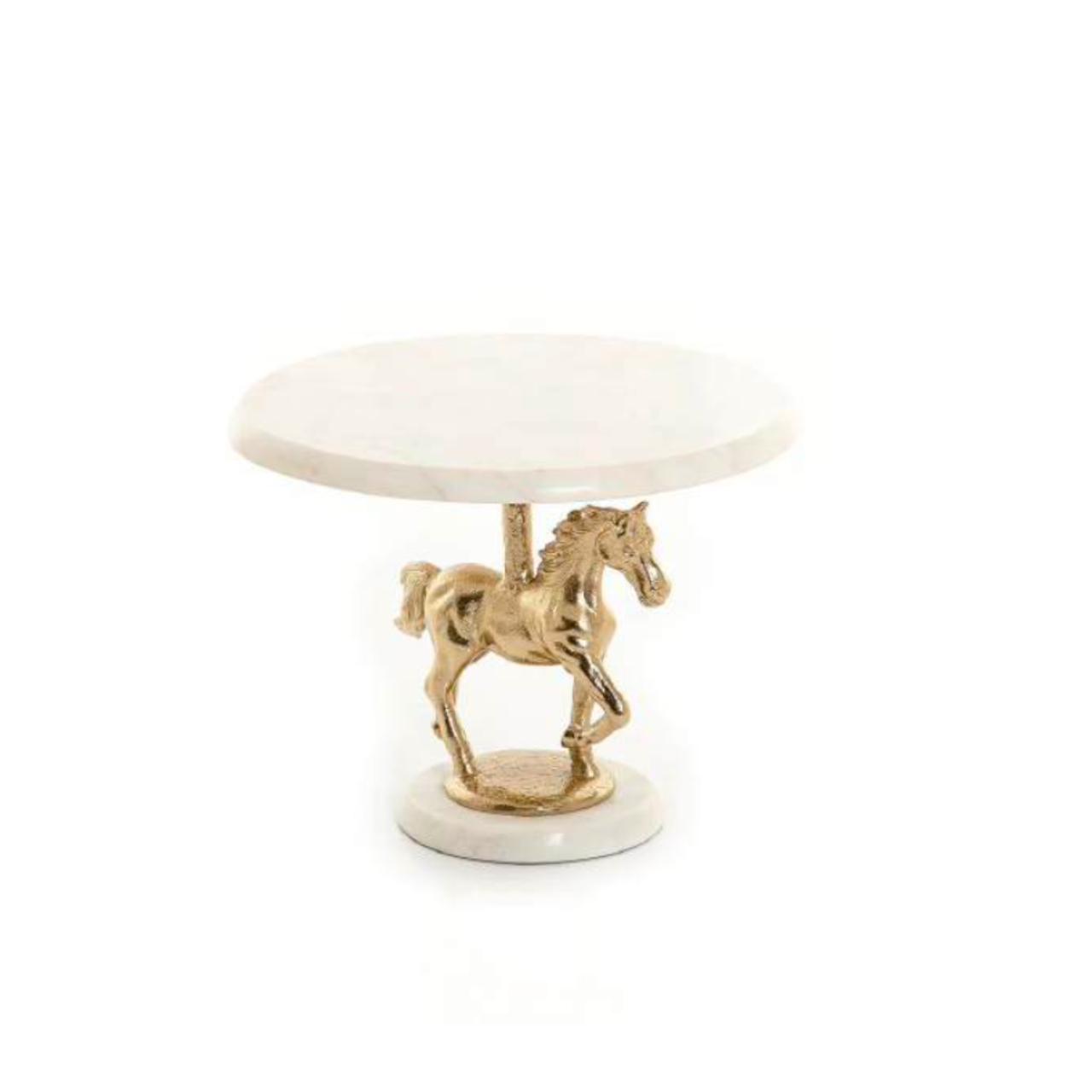 HORSE CAKE STAND WITH MARBLE TOP